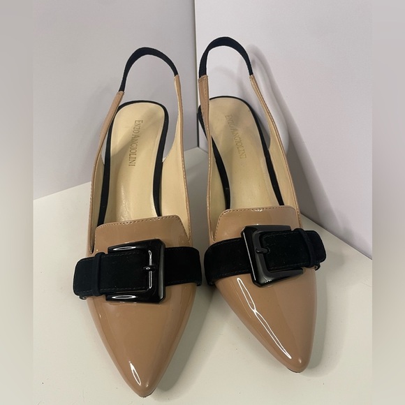 Enzo Angiolini Tan and Black Patent Heels - Picture 5 of 5